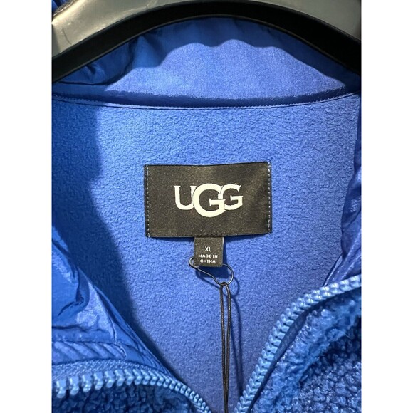 UGG Women's Kieren Uggfluff Nylon Colorblock  Blue Jacket Coat Bomber X-Large - Picture 7 of 14